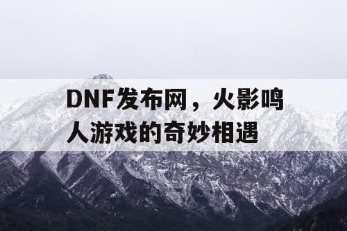 DNF发布网，火影鸣人游戏的奇妙相遇