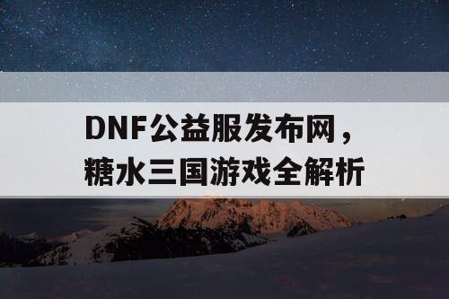 DNF公益服发布网，糖水三国游戏全解析