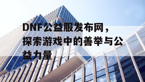 DNF公益服发布网，探索游戏中的善举与公益力量