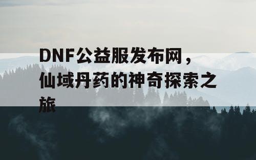 DNF公益服发布网，仙域丹药的神奇探索之旅