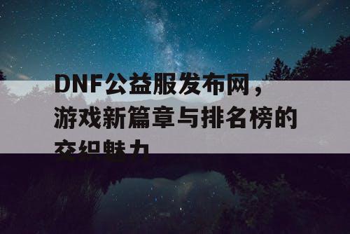 DNF公益服发布网，游戏新篇章与排名榜的交织魅力