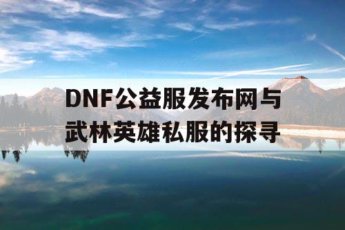 DNF公益服发布网与武林英雄私服的探寻