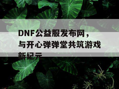 DNF公益服发布网，与开心弹弹堂共筑游戏新纪元