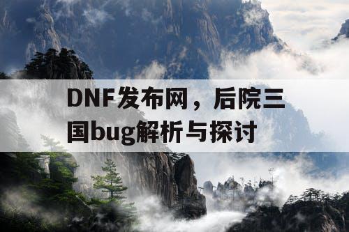 DNF发布网，后院三国bug解析与探讨