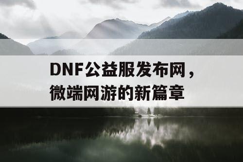 DNF公益服发布网，微端网游的新篇章