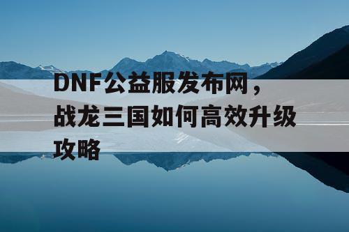 DNF公益服发布网，战龙三国如何高效升级攻略