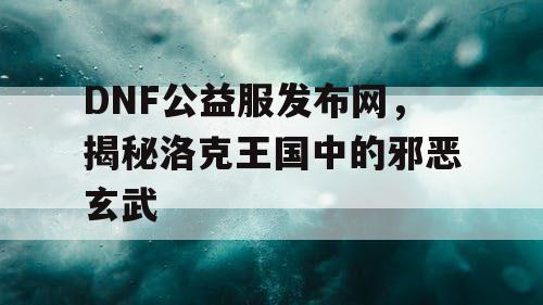 DNF公益服发布网，揭秘洛克王国中的邪恶玄武