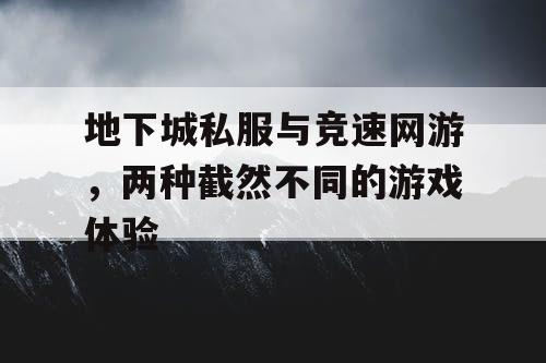 地下城私服与竞速网游，两种截然不同的游戏体验